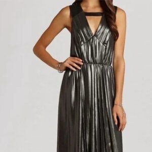 BCBGeneration Silver Metallic Maxi Dress